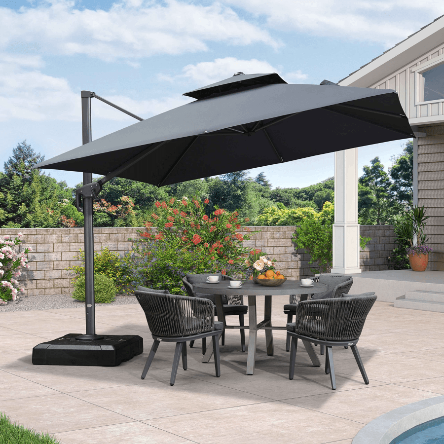 PURPLE LEAF Cantilever Patio Umbrella Gray Pole Outdoor Umbrella with UV Protection
