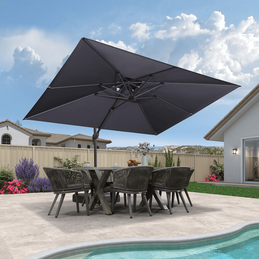 PURPLE LEAF Cantilever Patio Umbrella Gray Pole Outdoor Umbrella with UV Protection