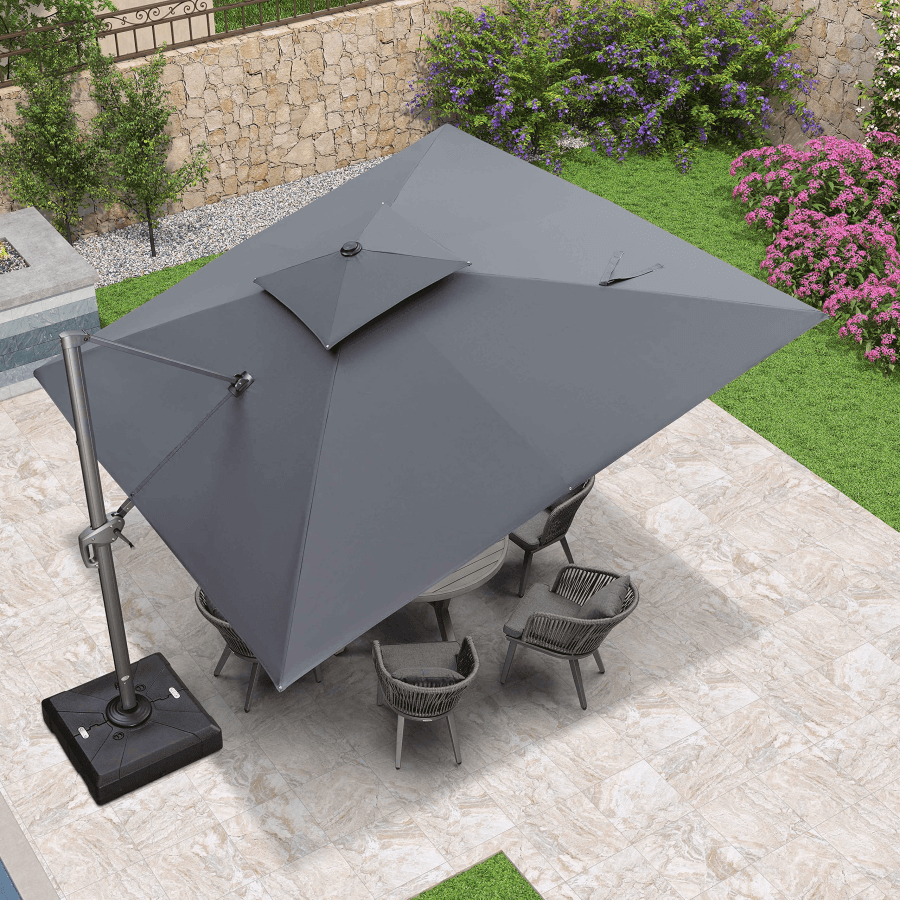 PURPLE LEAF Cantilever Patio Umbrella Gray Pole Outdoor Umbrella with UV Protection