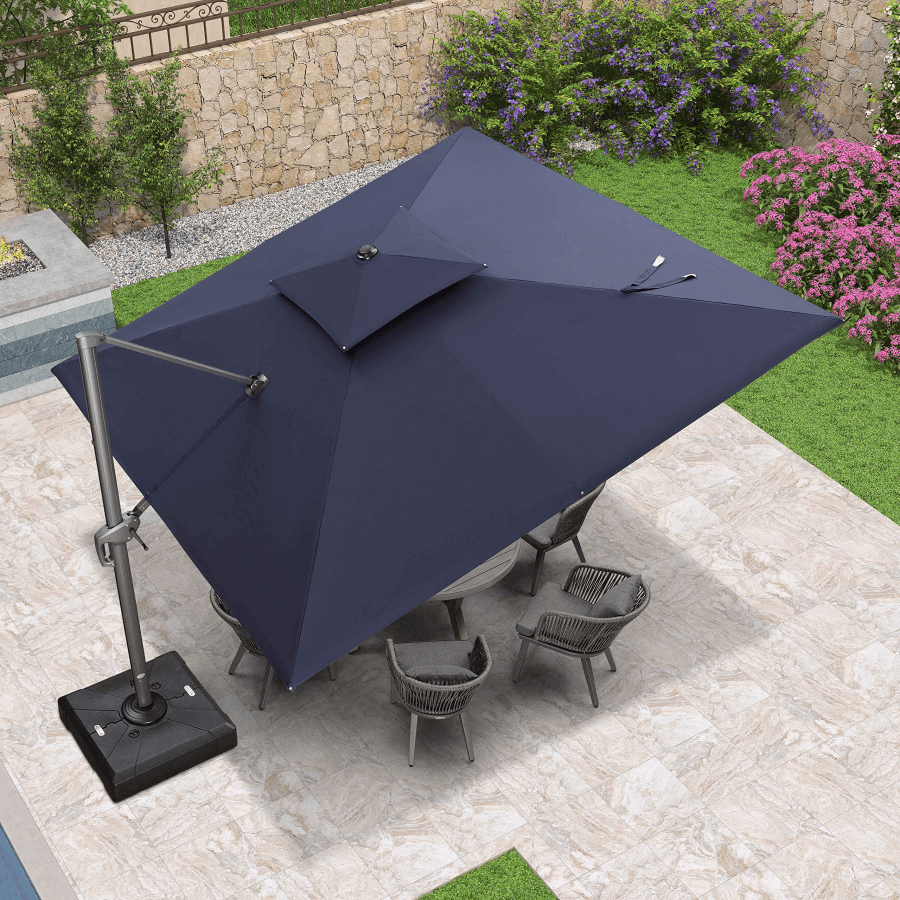 PURPLE LEAF Cantilever Patio Umbrella Gray Pole Outdoor Umbrella with UV Protection