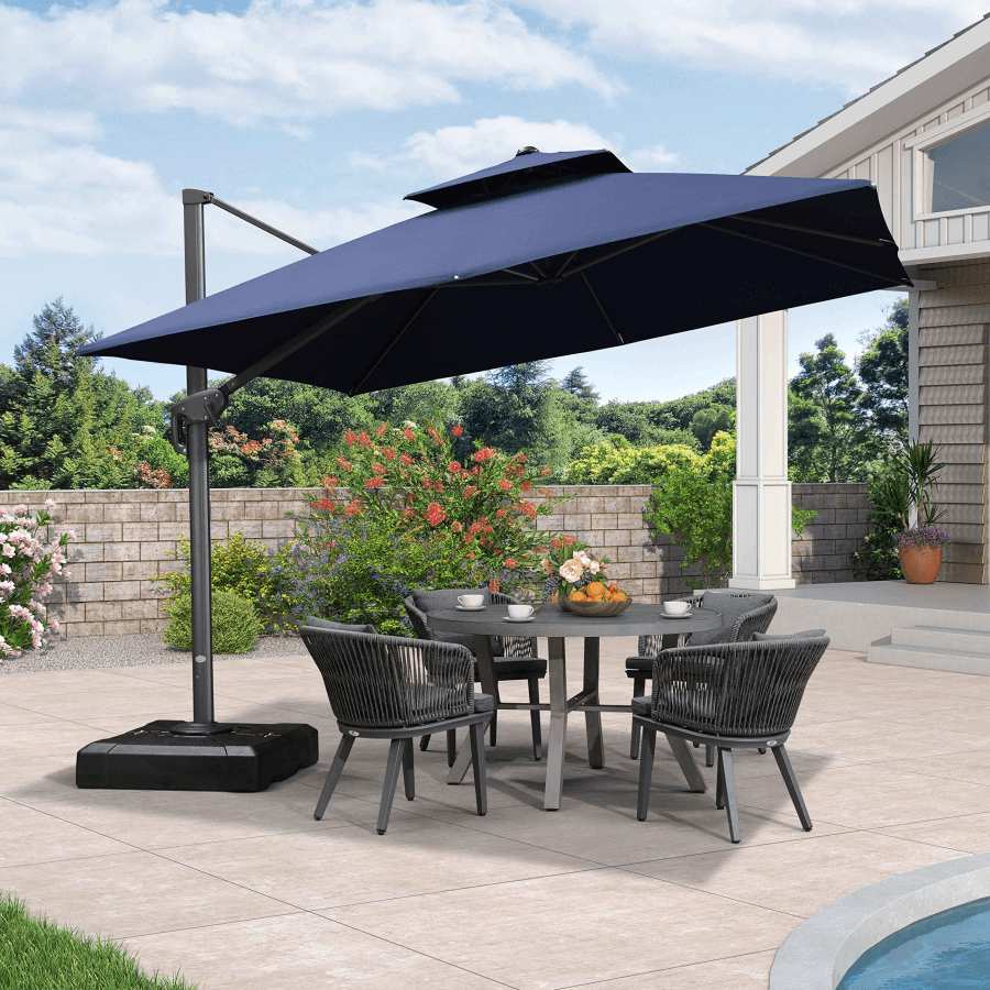 PURPLE LEAF Cantilever Patio Umbrella Gray Pole Outdoor Umbrella with UV Protection