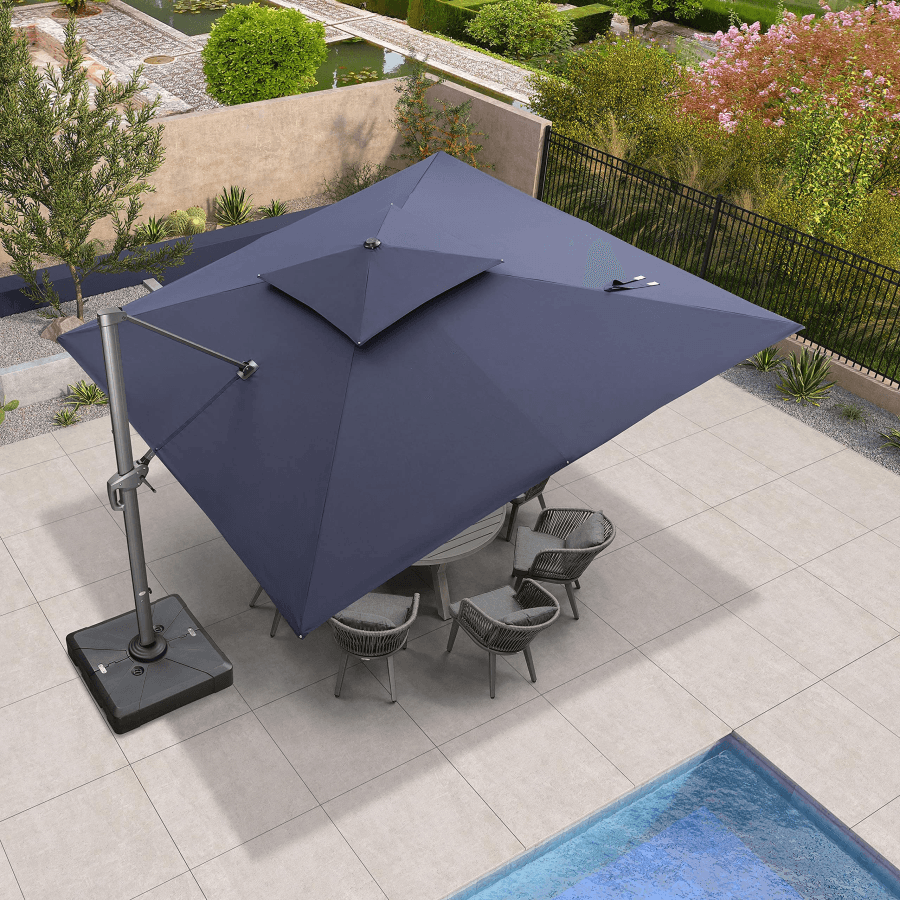 PURPLE LEAF Cantilever Patio Umbrella Gray Pole Outdoor Umbrella with UV Protection