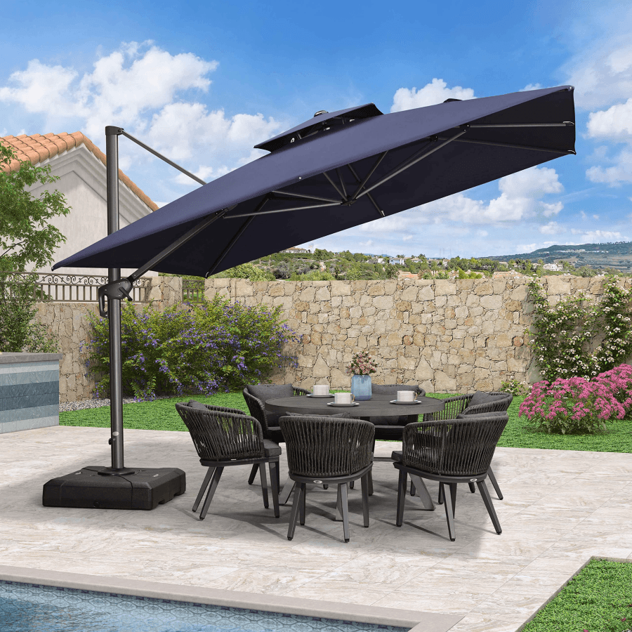 PURPLE LEAF Cantilever Patio Umbrella Gray Pole Outdoor Umbrella with UV Protection