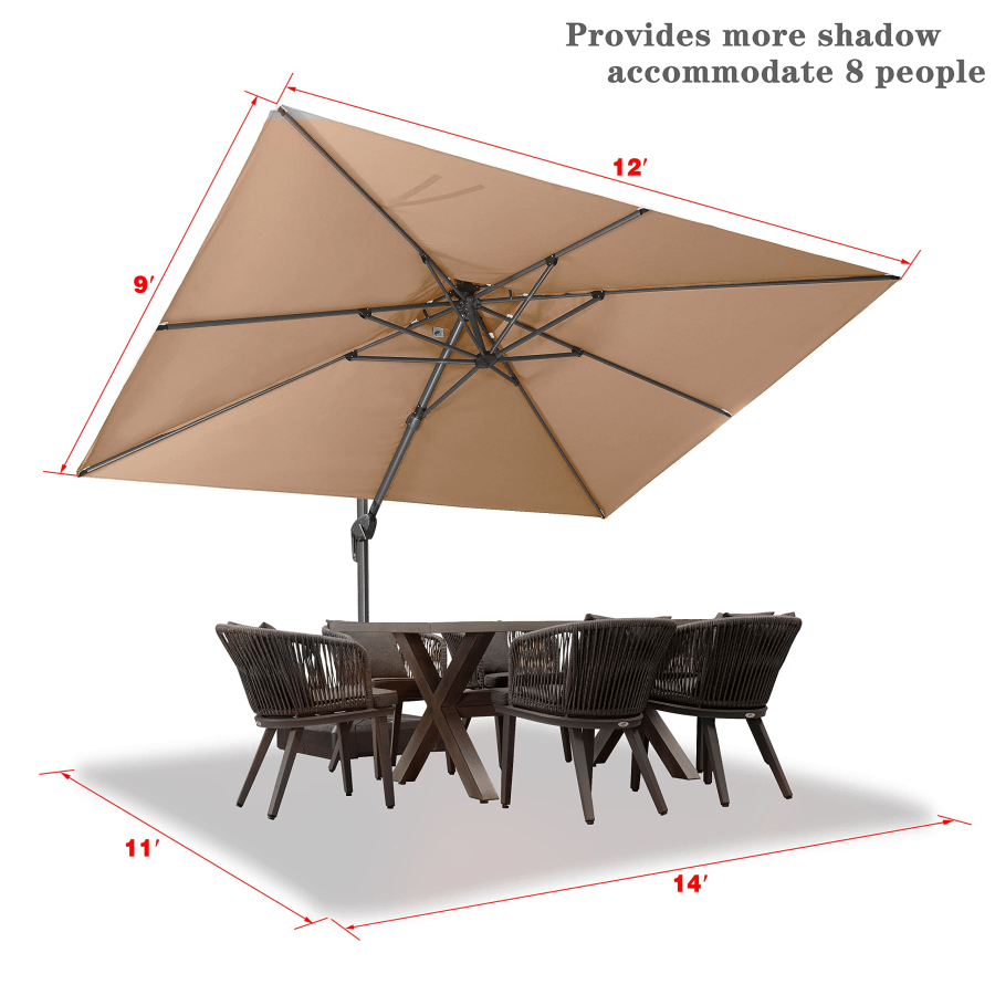 PURPLE LEAF Cantilever Patio Umbrella Gray Pole Outdoor Umbrella with UV Protection