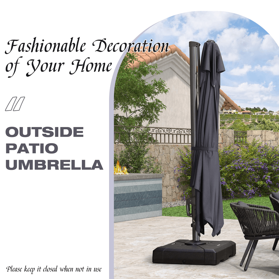 PURPLE LEAF Cantilever Patio Umbrella Gray Pole Outdoor Umbrella with UV Protection