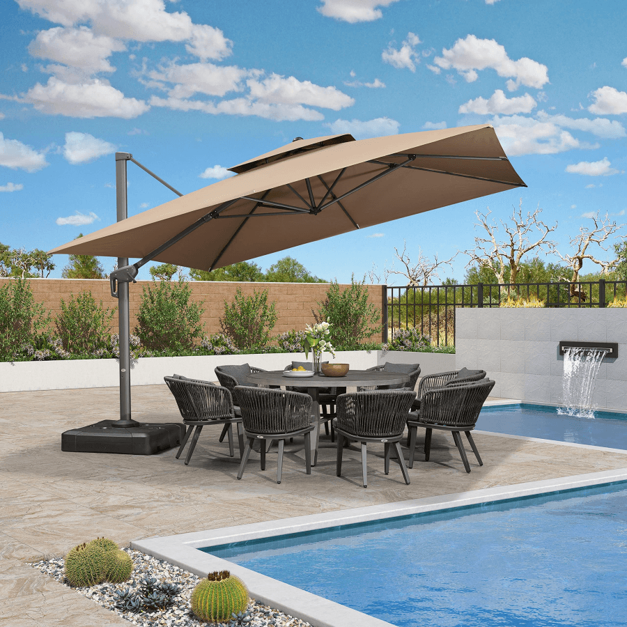 PURPLE LEAF Cantilever Patio Umbrella Gray Pole Outdoor Umbrella with UV Protection