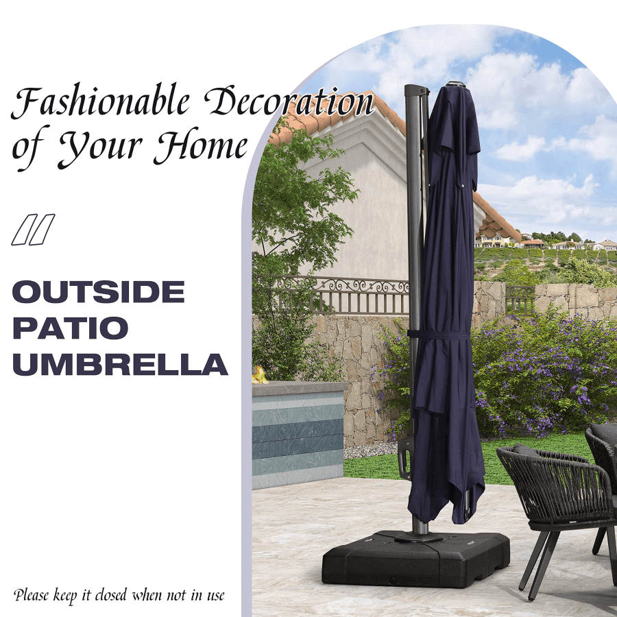 PURPLE LEAF Cantilever Patio Umbrella Gray Pole Outdoor Umbrella with UV Protection