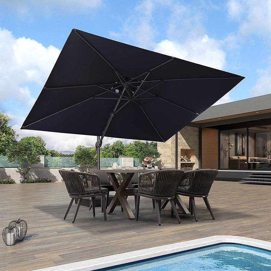PURPLE LEAF Cantilever Patio Umbrella Gray Pole Outdoor Umbrella with UV Protection