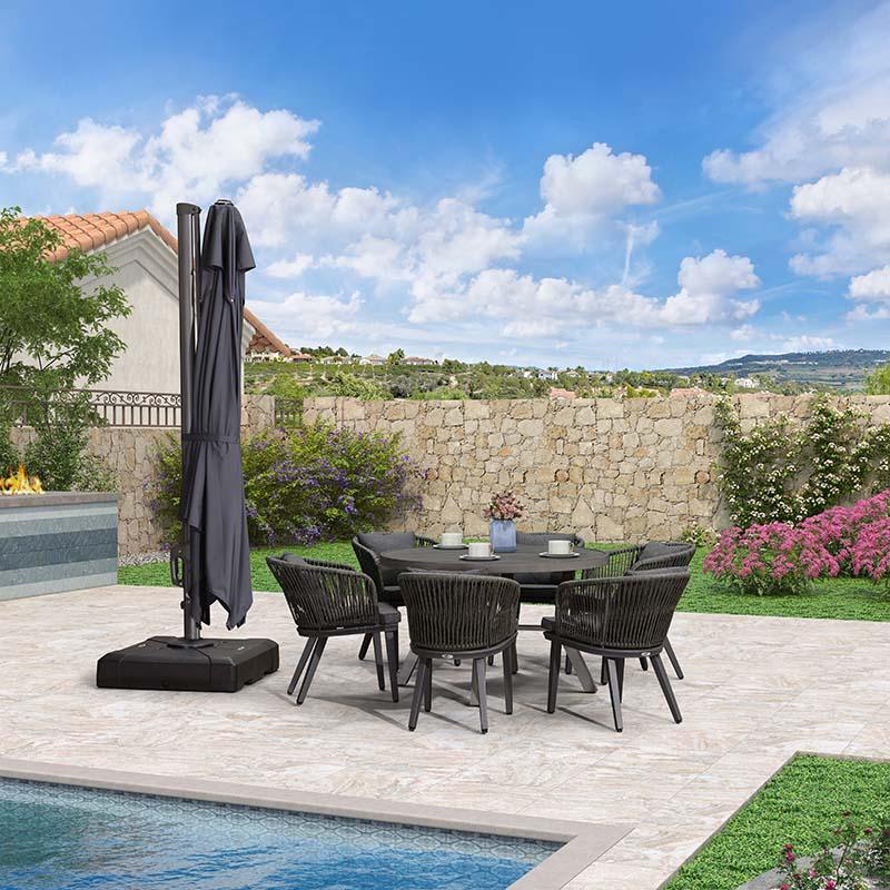 PURPLE LEAF Cantilever Patio Umbrella Gray Pole Outdoor Umbrella with UV Protection