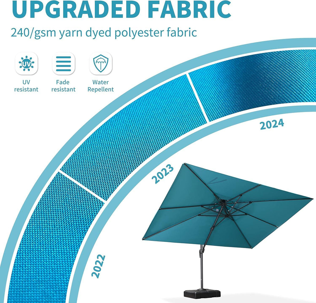 PURPLE LEAF Cantilever Patio Umbrella Gray Pole Outdoor Umbrella with UV Protection