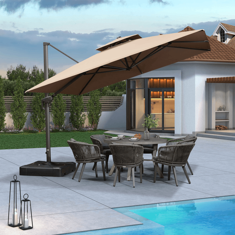 PURPLE LEAF Cantilever Patio Umbrella Gray Pole Outdoor Umbrella with UV Protection