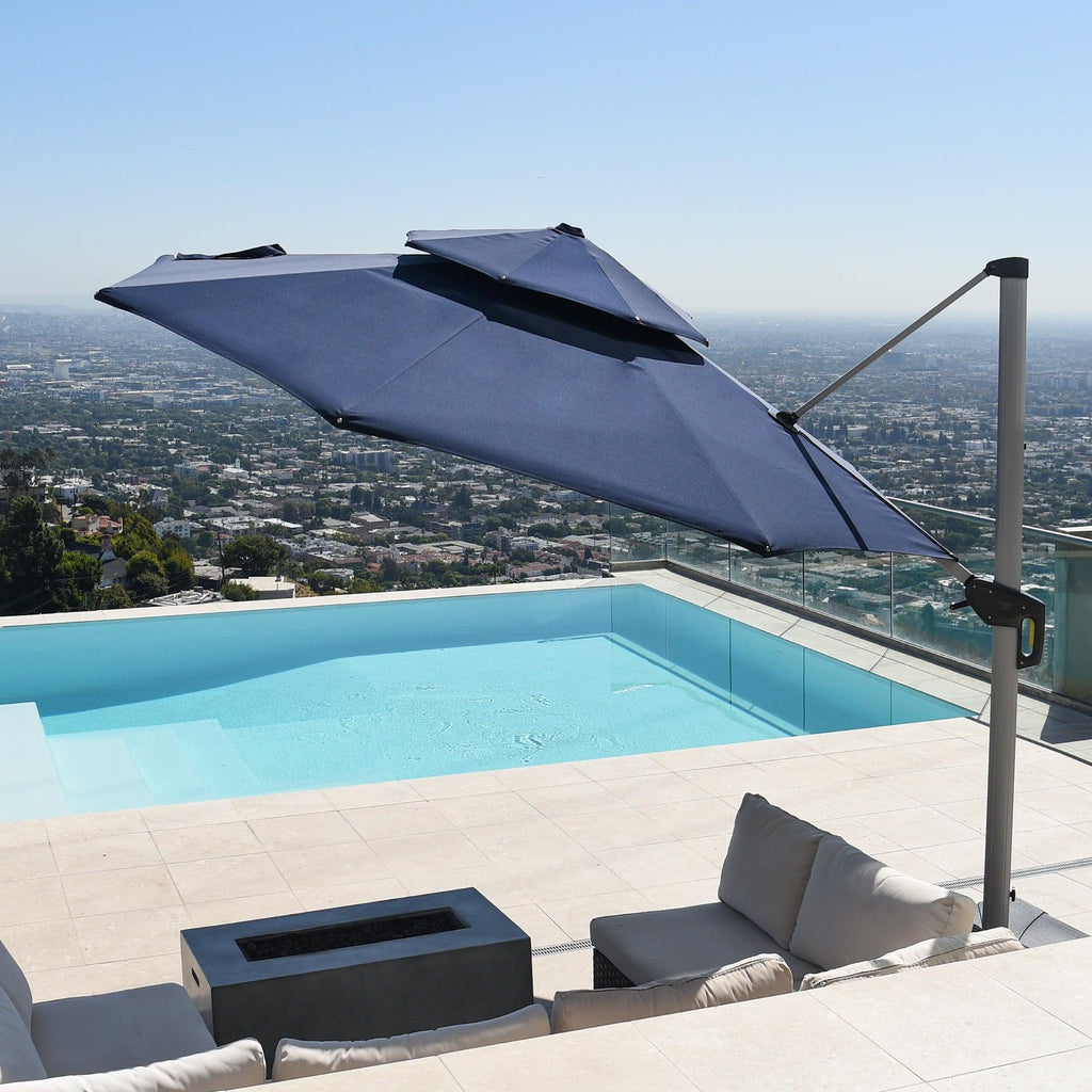 PURPLE LEAF Round Cantilever Patio Umbrella Heavy Duty Umbrella for Porch Garden Pool