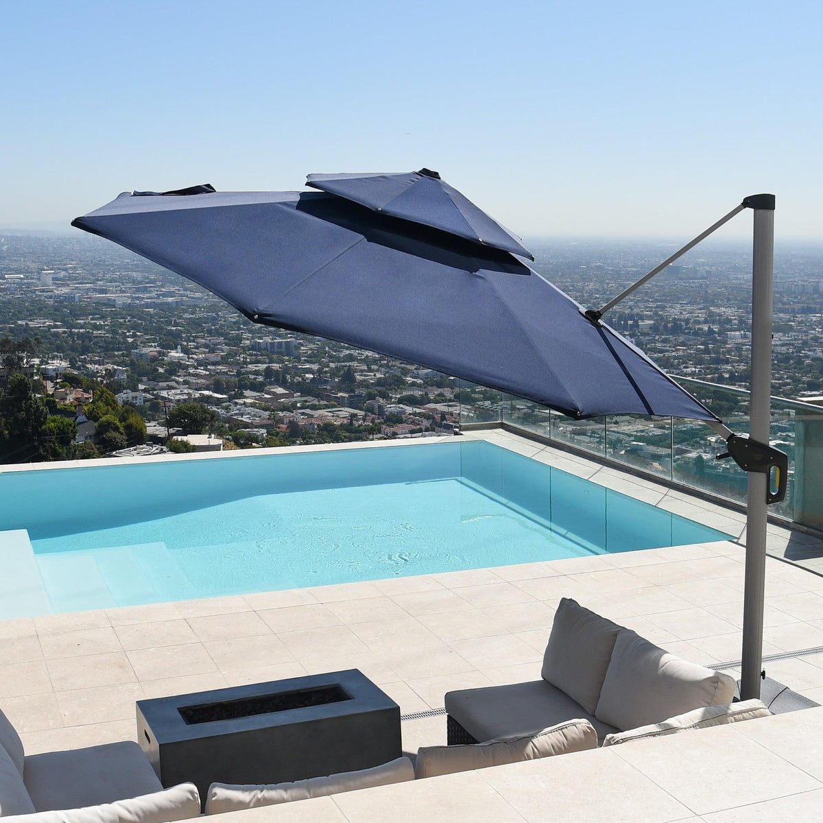 PURPLE LEAF Round Cantilever Patio Umbrella Heavy Duty Umbrella for Porch Garden Pool