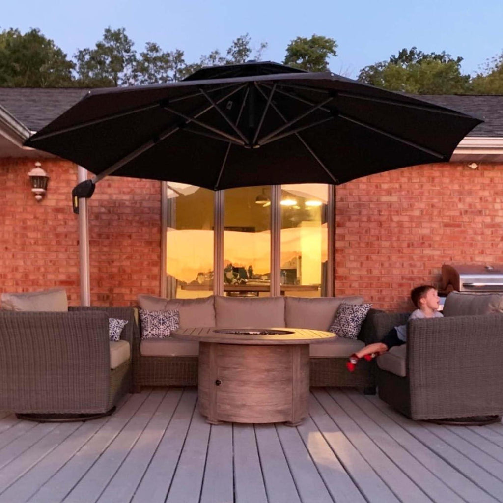 PURPLE LEAF Round Cantilever Patio Umbrella Heavy Duty Umbrella for Porch Garden Pool