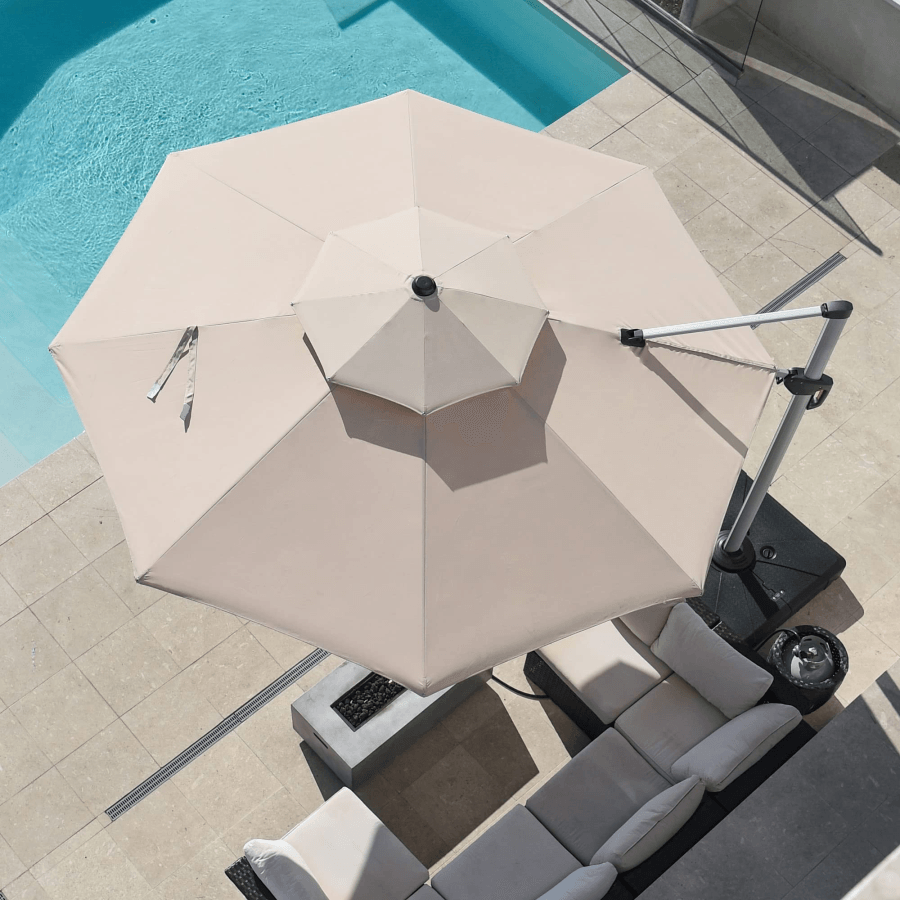 PURPLE LEAF Round Cantilever Patio Umbrella Heavy Duty Umbrella for Porch Garden Pool