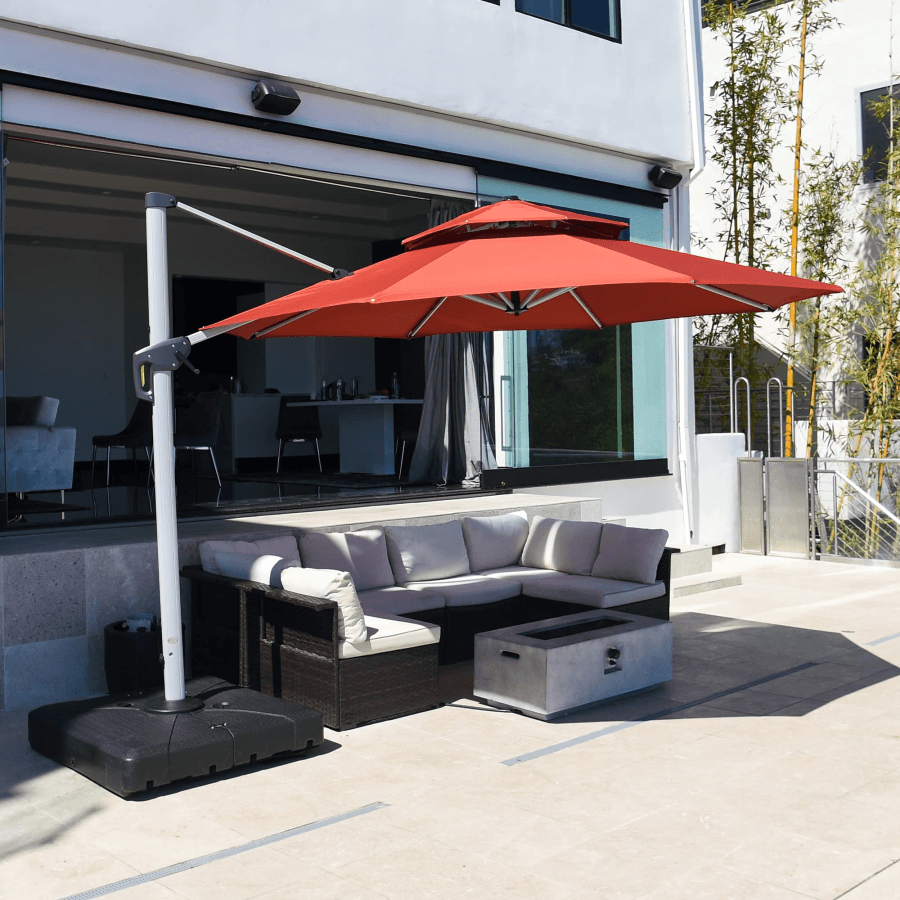 PURPLE LEAF Round Cantilever Patio Umbrella Heavy Duty Umbrella for Porch Garden Pool