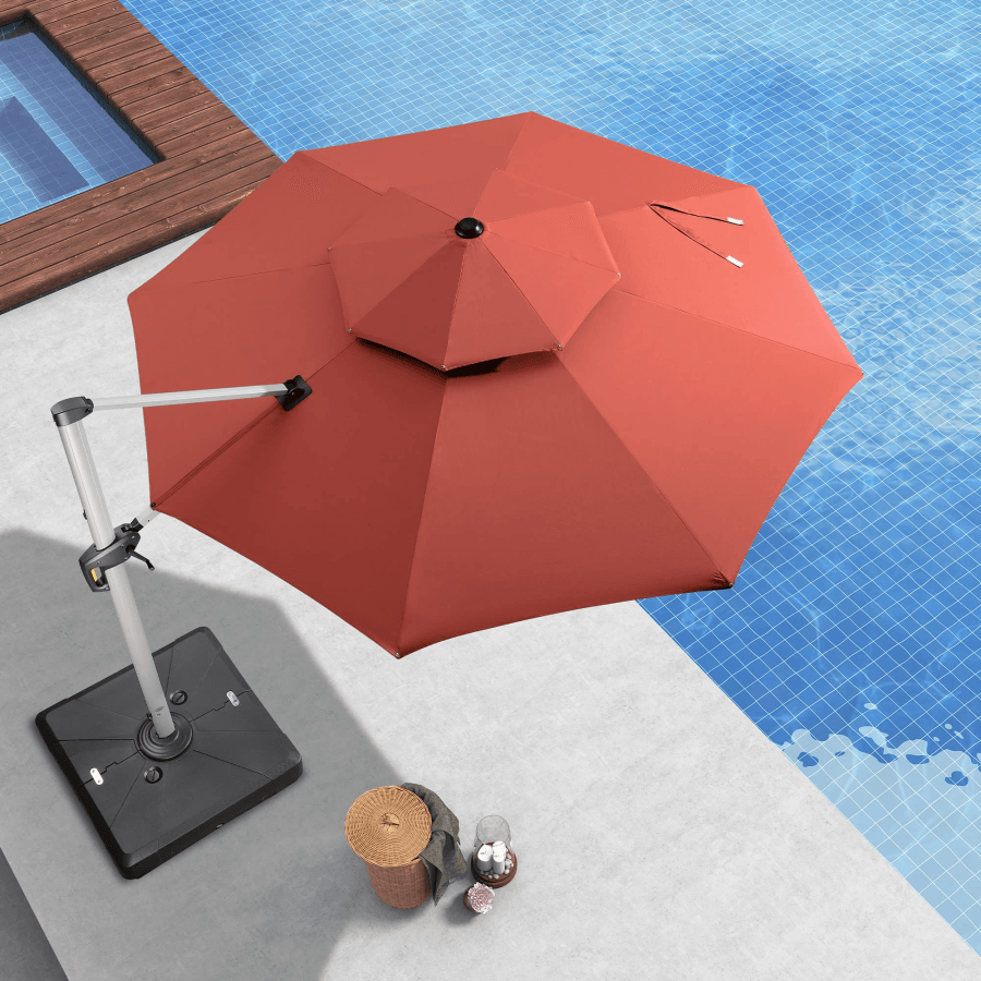 PURPLE LEAF Round Cantilever Patio Umbrella Heavy Duty Umbrella for Porch Garden Pool