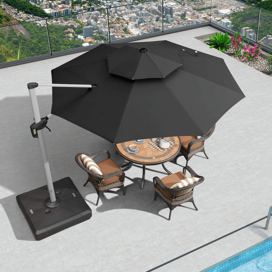 PURPLE LEAF Round Cantilever Patio Umbrella Heavy Duty Umbrella for Porch Garden Pool