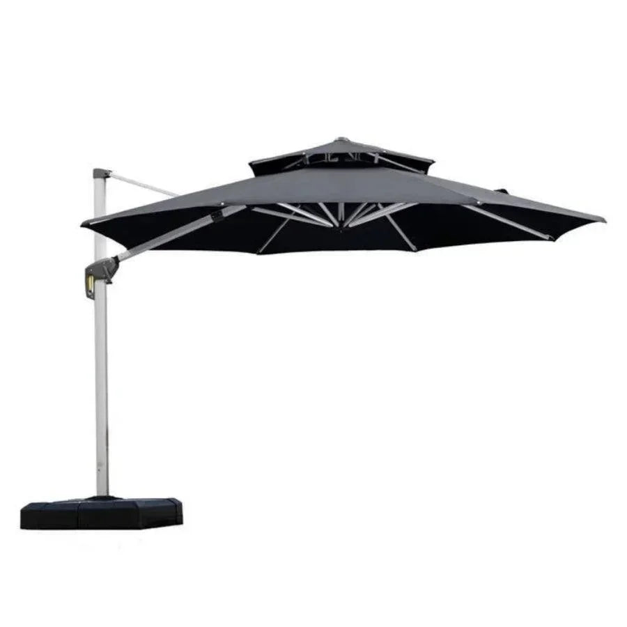 PURPLE LEAF Round Cantilever Patio Umbrella Heavy Duty Umbrella for Porch Garden Pool