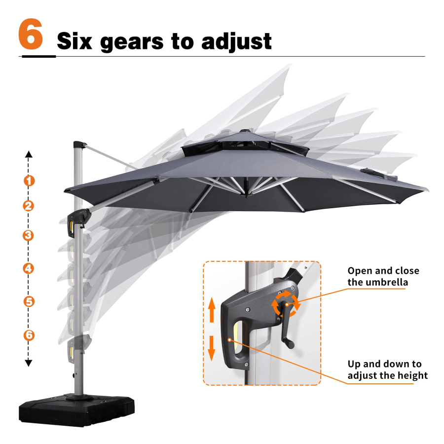 PURPLE LEAF Round Cantilever Patio Umbrella Heavy Duty Umbrella for Porch Garden Pool