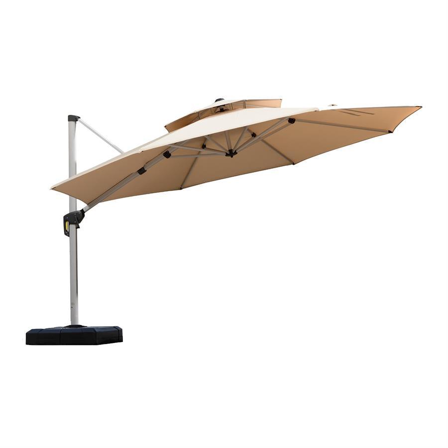 PURPLE LEAF Round Cantilever Patio Umbrella Heavy Duty Umbrella for Porch Garden Pool