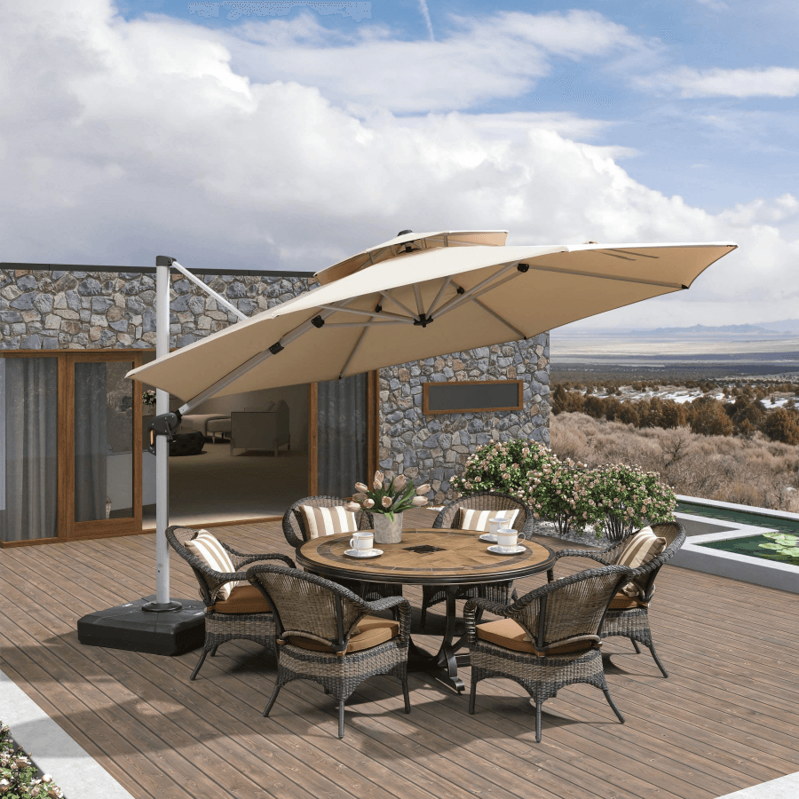 PURPLE LEAF Round Cantilever Patio Umbrella Heavy Duty Umbrella for Porch Garden Pool