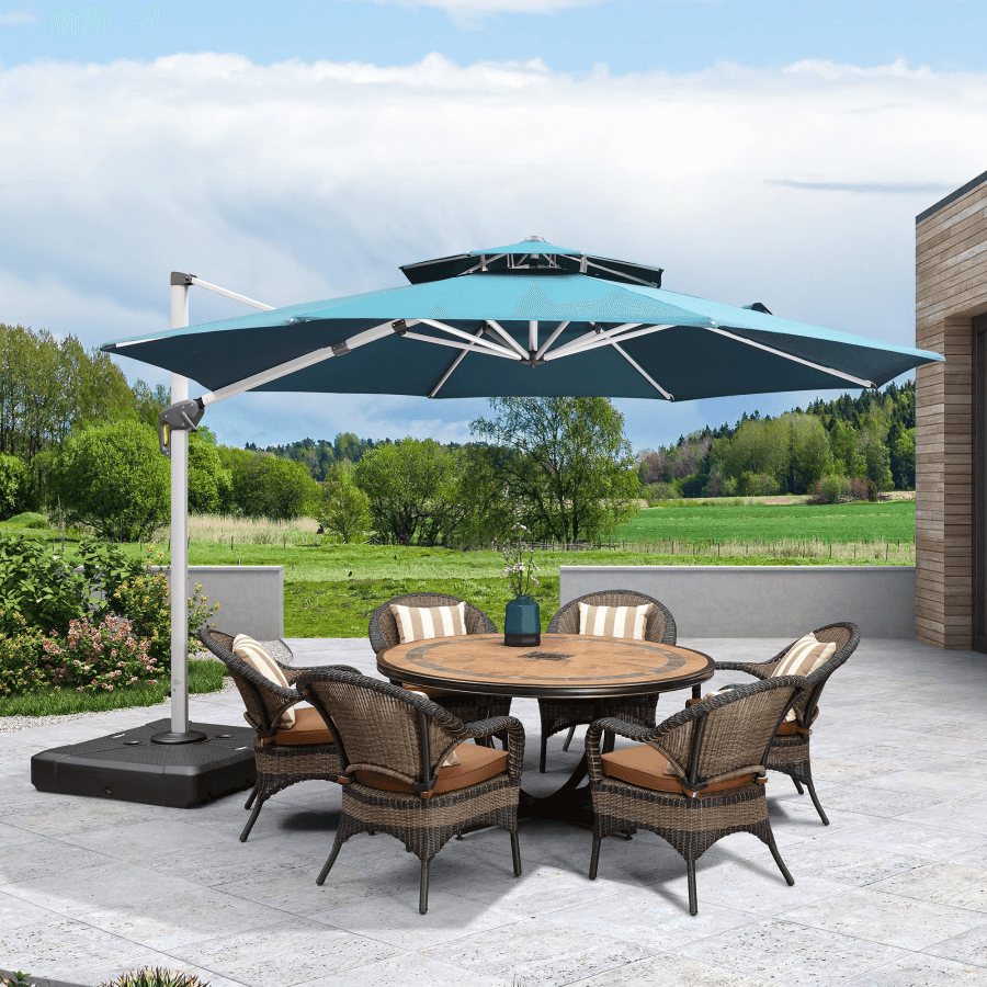 PURPLE LEAF Round Cantilever Patio Umbrella Heavy Duty Umbrella for Porch Garden Pool