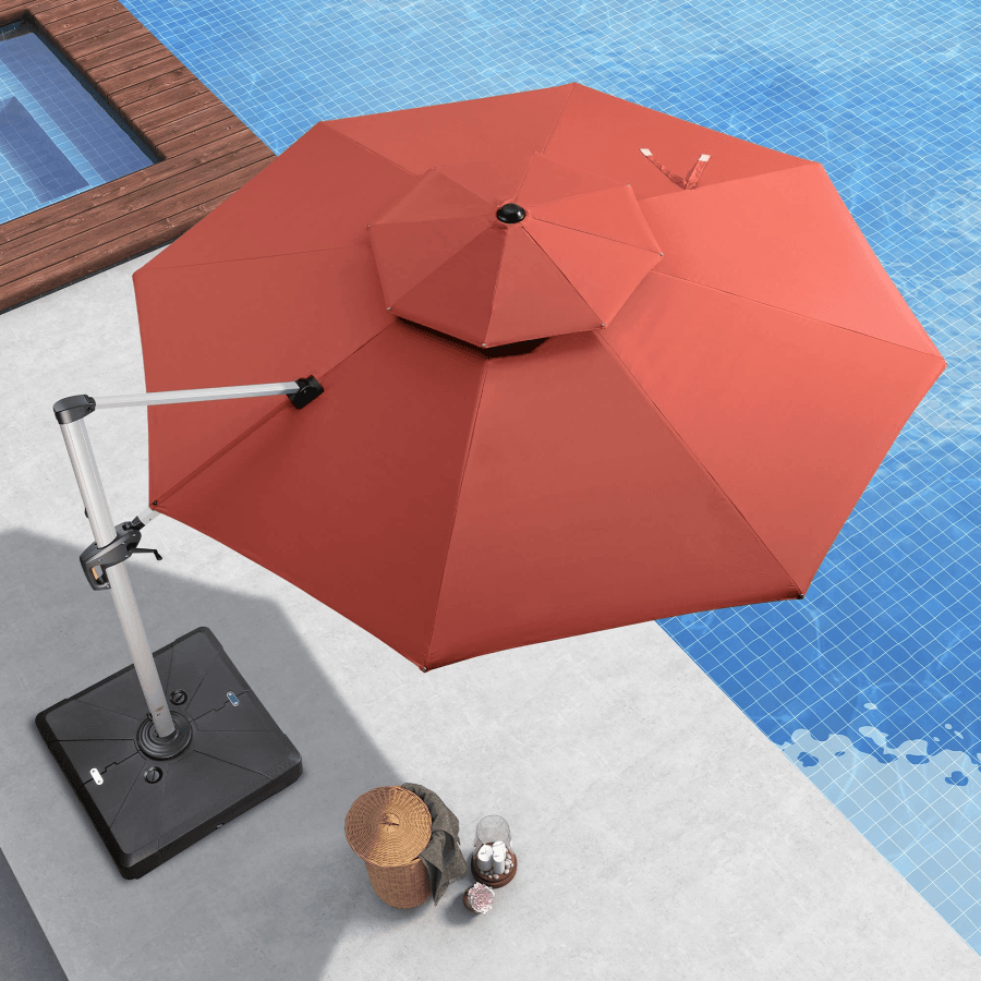 PURPLE LEAF Round Cantilever Patio Umbrella Heavy Duty Umbrella for Porch Garden Pool