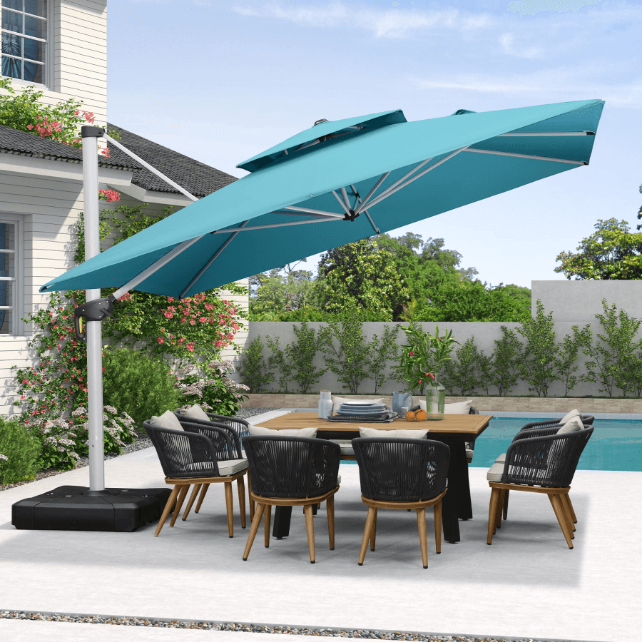 PURPLE LEAF Outdoor Windproof Umbrella, Square Cantilever Umbrella Outside Patio