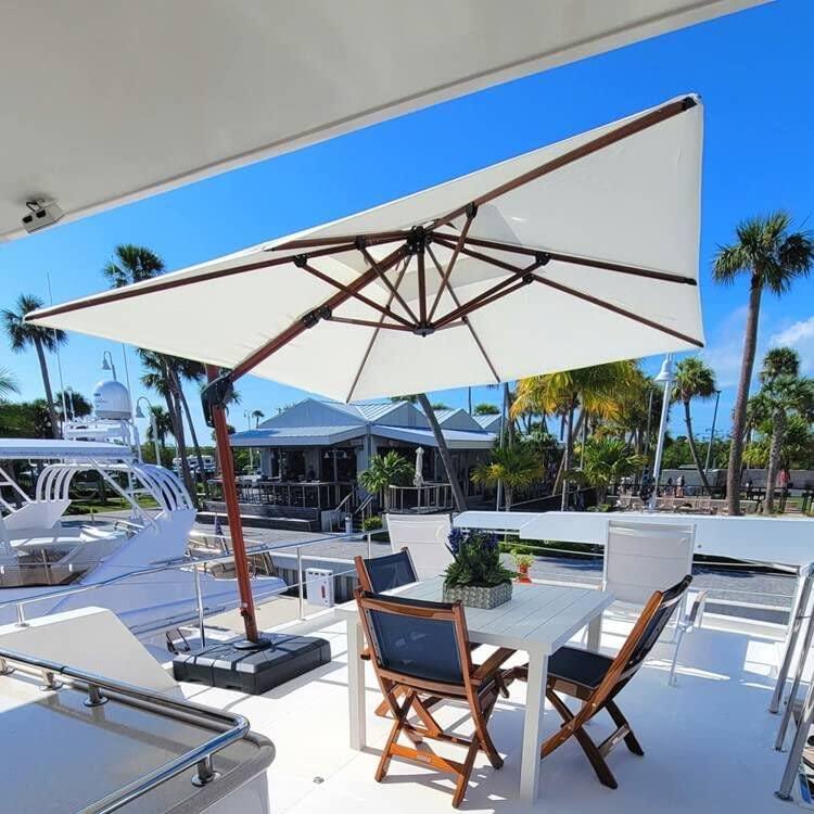 PURPLE LEAF Double Top 9 / 10 / 11 / 12 ft Square Aluminum Sun Umbrellas in Wood Color