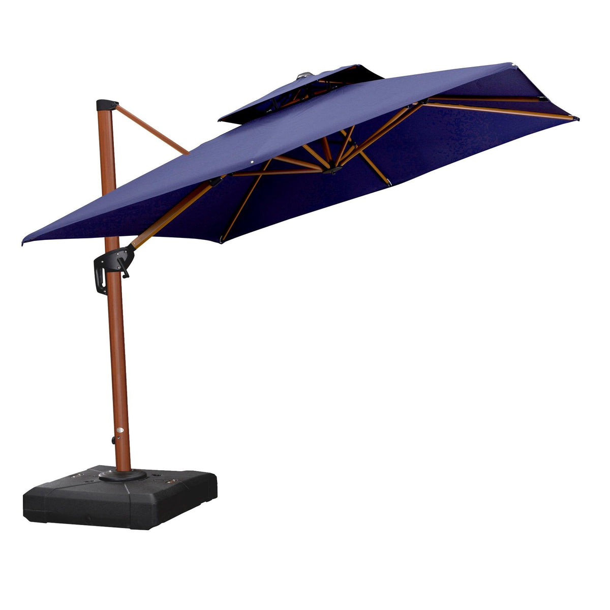 PURPLE LEAF Double Top 9 / 10 / 11 / 12 ft Square Aluminum Sun Umbrellas in Wood Color