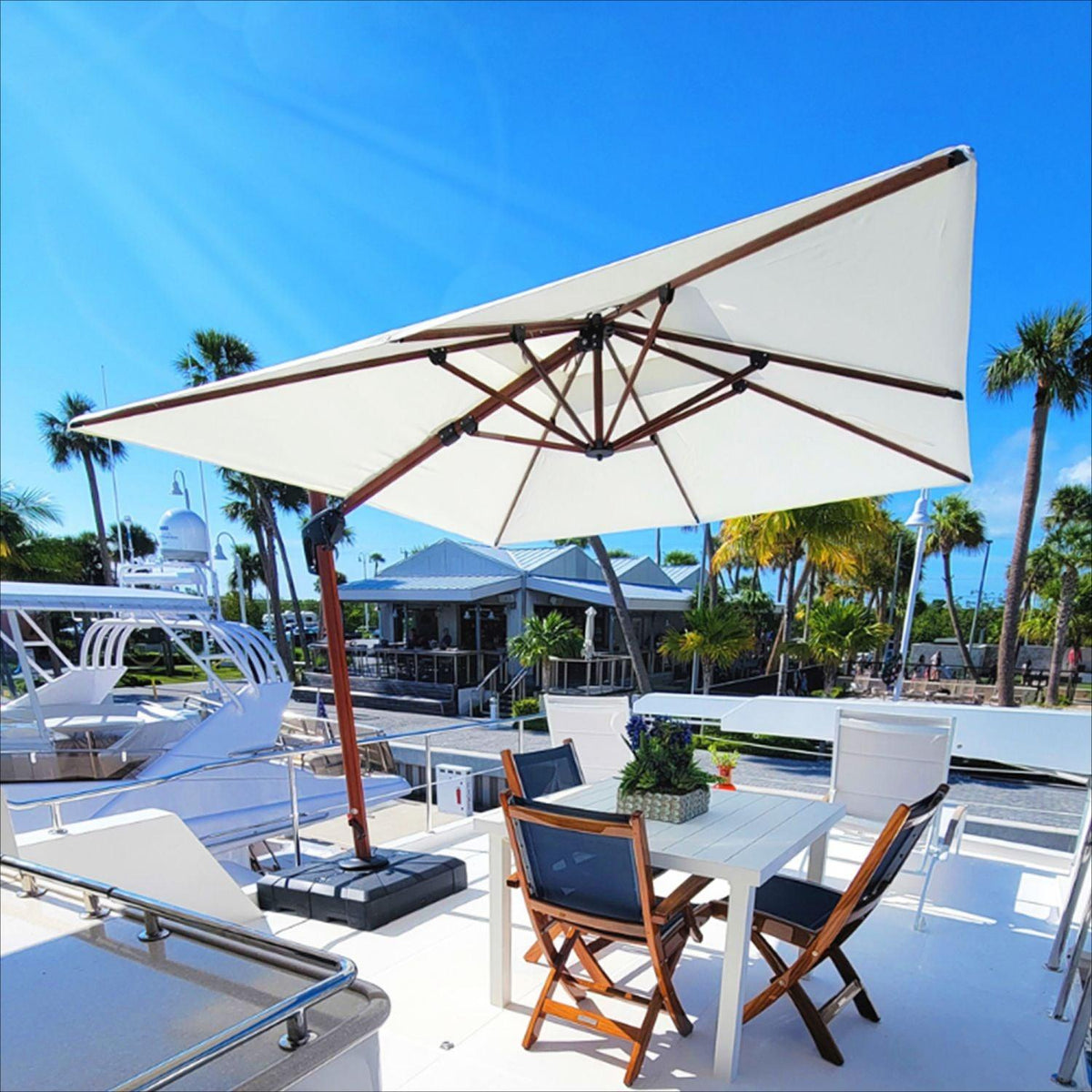 PURPLE LEAF Double Top 9 / 10 / 11 / 12 ft Square Aluminum Sun Umbrellas in Wood Color