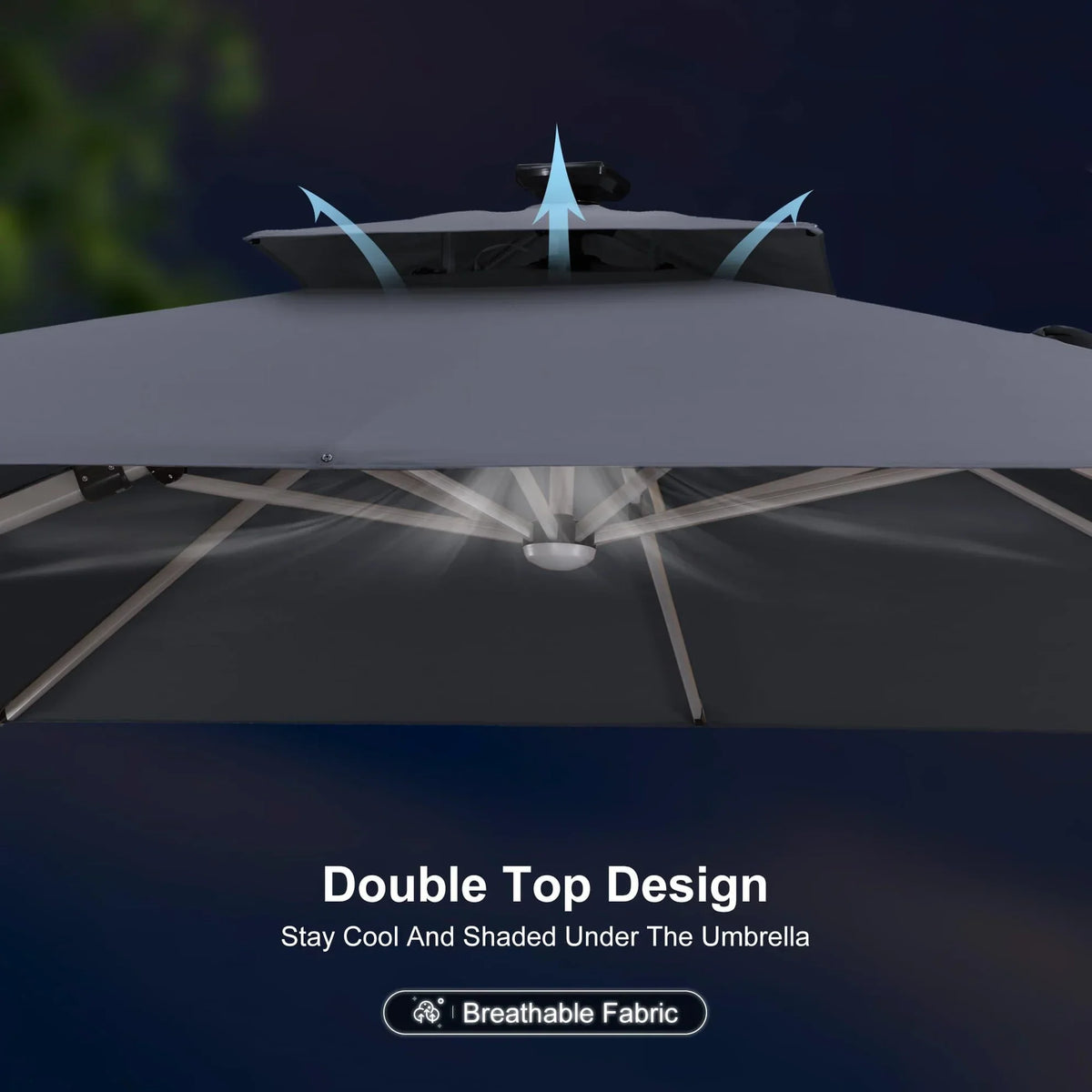PURPLE LEAF SUNBRELLA Solar Cantilever Umbrella with Lights, Large Umbrellas For Outdoor Patio