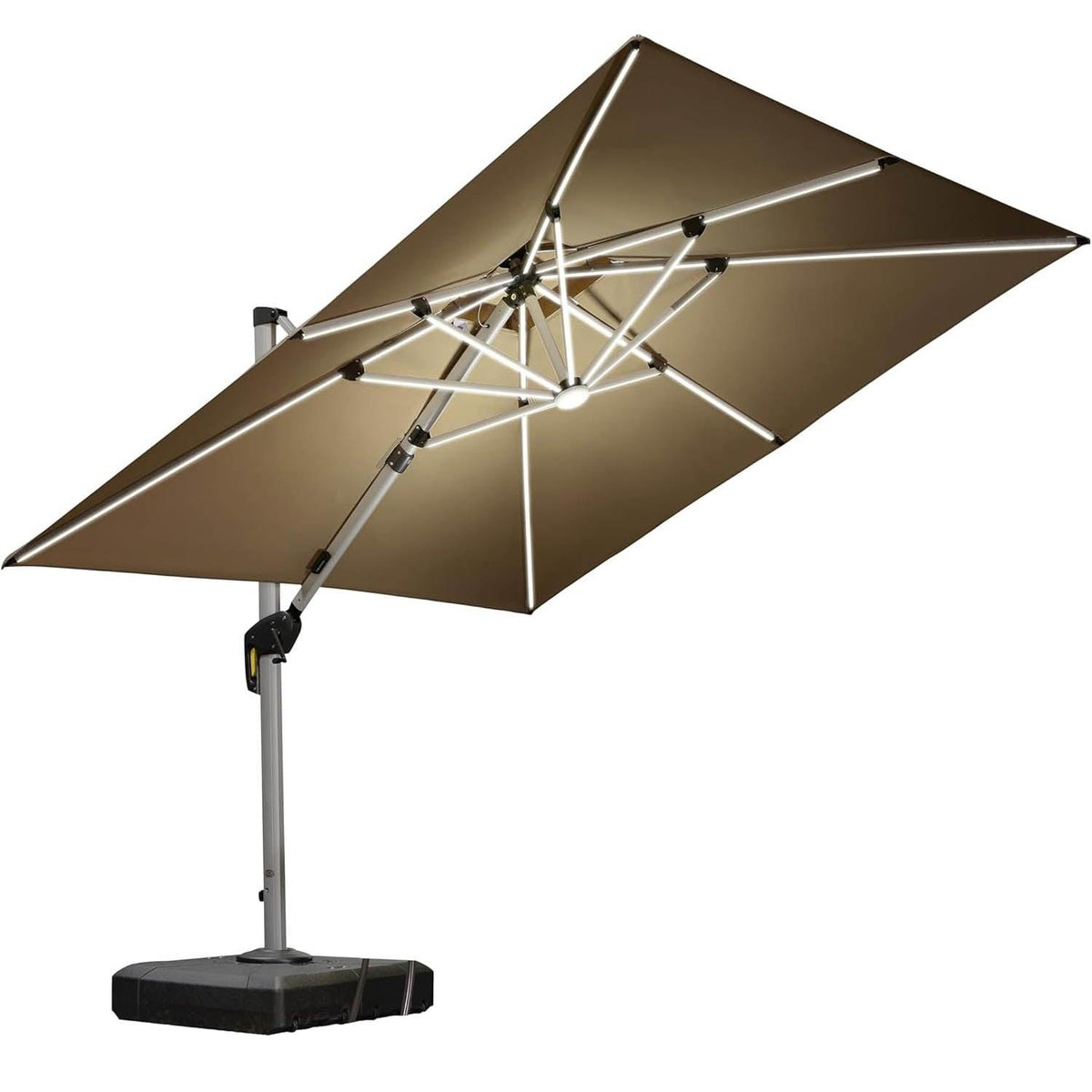 PURPLE LEAF Large Solar Yard Umbrellas Double Top Square Patio Umbrella with Lights