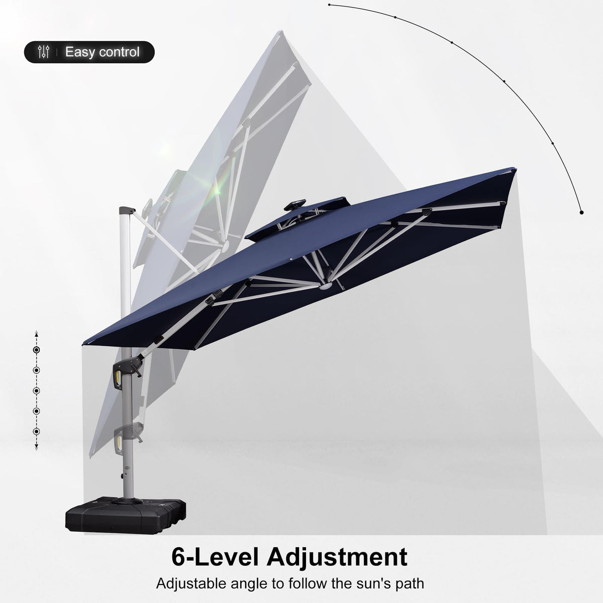 PURPLE LEAF Large Solar Yard Umbrellas Double Top Square Patio Umbrella with Lights