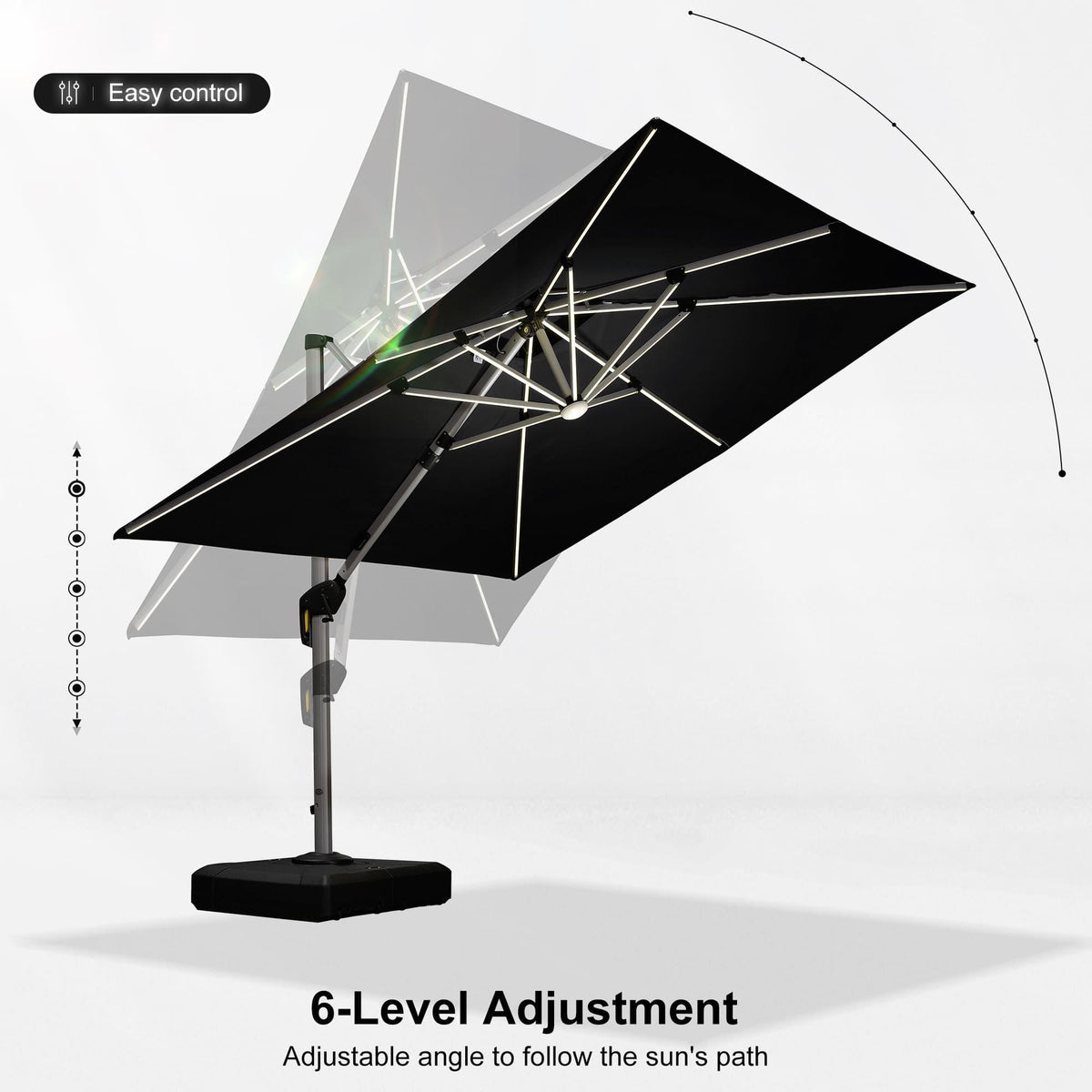 PURPLE LEAF Large Solar Yard Umbrellas Double Top Square Patio Umbrella with Lights