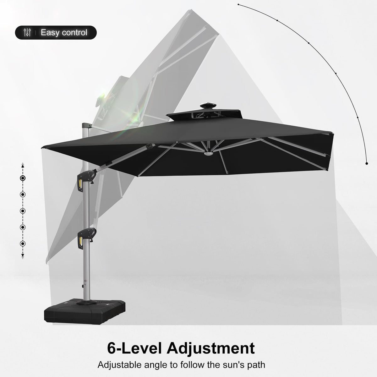 PURPLE LEAF Large Solar Yard Umbrellas Double Top Square Patio Umbrella with Lights