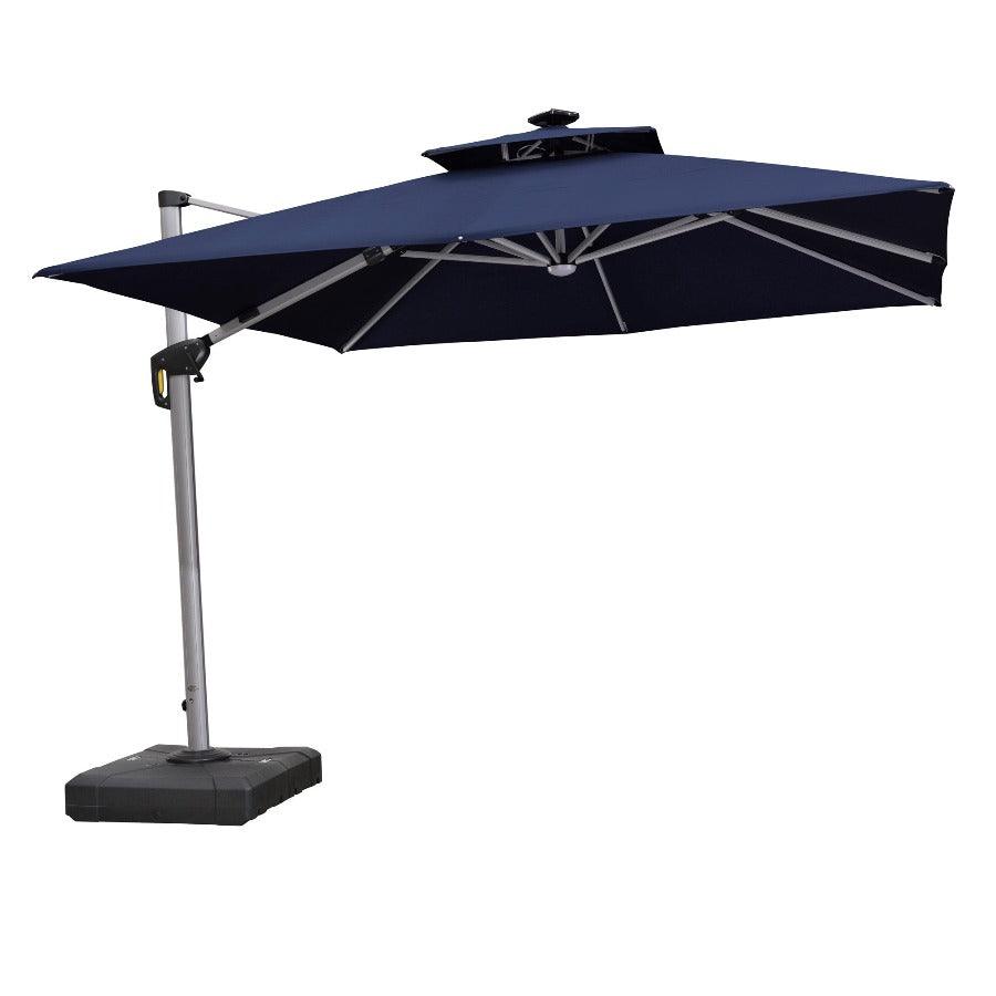 PURPLE LEAF Large Solar Yard Umbrellas Double Top Square Patio Umbrella with Lights