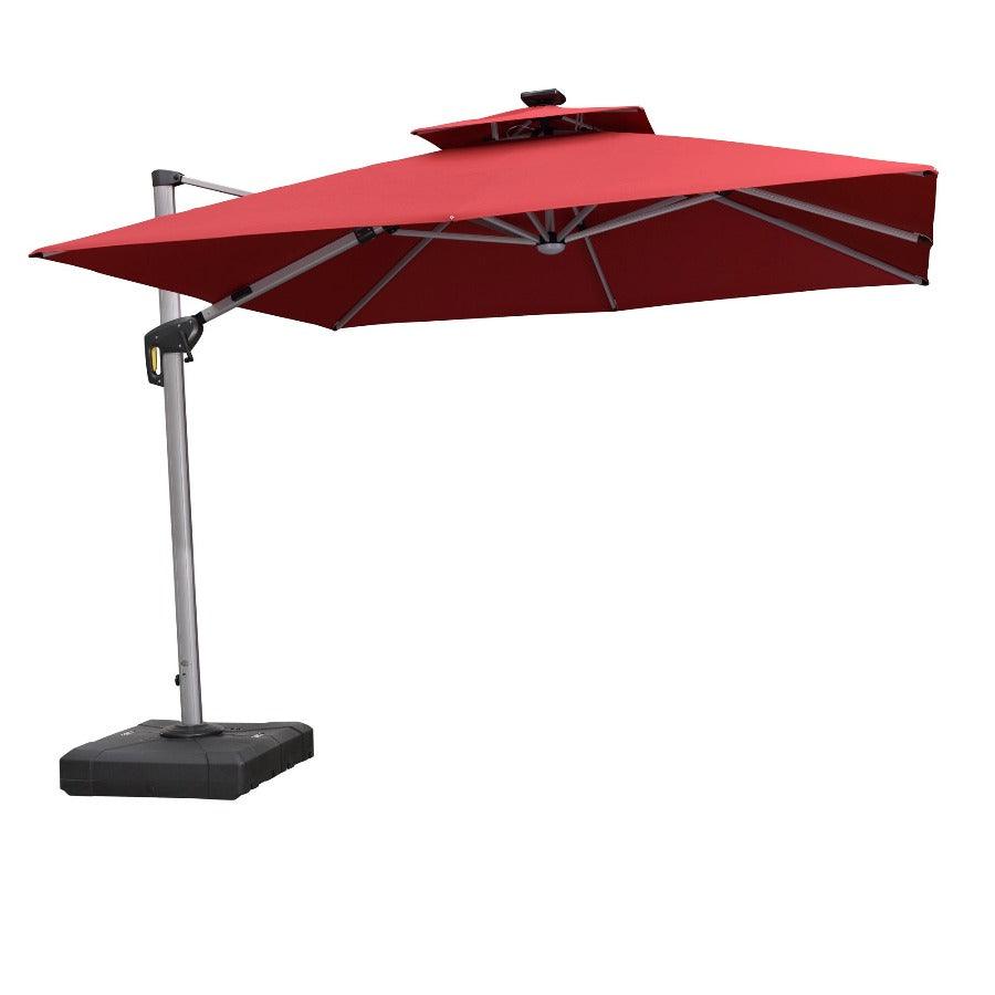 PURPLE LEAF Large Solar Yard Umbrellas Double Top Square Patio Umbrella with Lights