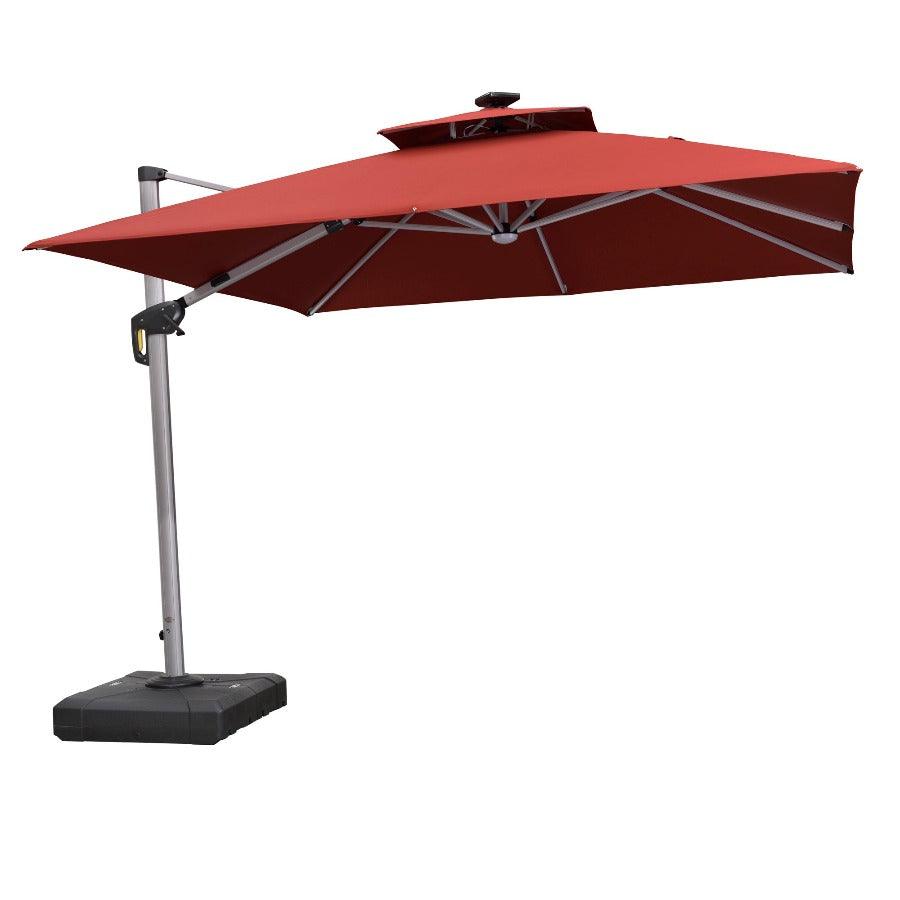 PURPLE LEAF Large Solar Yard Umbrellas Double Top Square Patio Umbrella with Lights