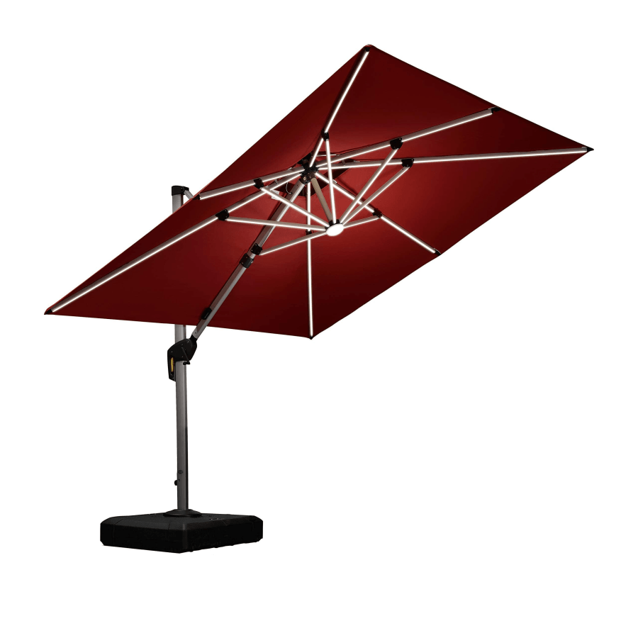 PURPLE LEAF Large Solar Yard Umbrellas Double Top Square Patio Umbrella with Lights