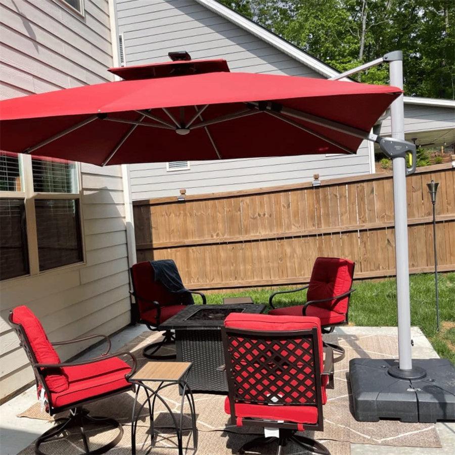 PURPLE LEAF Large Solar Yard Umbrellas Double Top Square Patio Umbrella with Lights