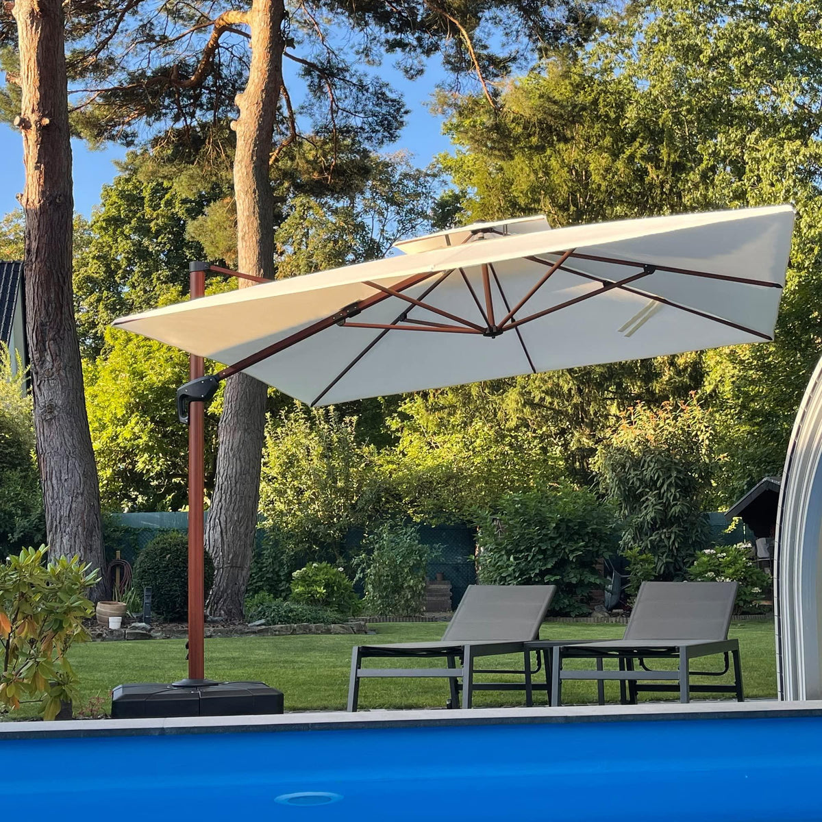 PURPLE LEAF 9 x 12 / 10 x 13 ft Rectangular Patio Umbrella Aluminum Cantilever Umbrella in Wood Color