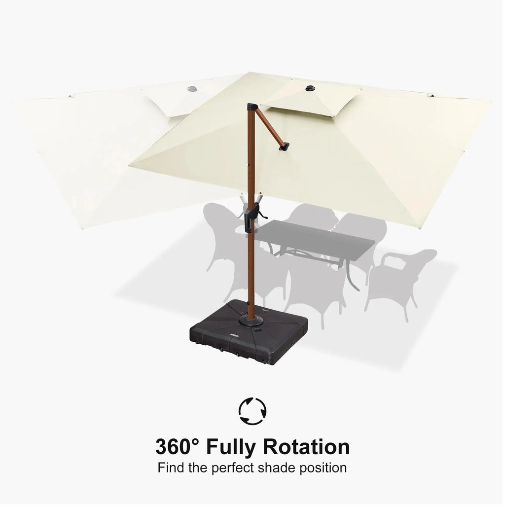 PURPLE LEAF 9 x 12 / 10 x 13 ft Rectangular Patio Umbrella Aluminum Cantilever Umbrella in Wood Color