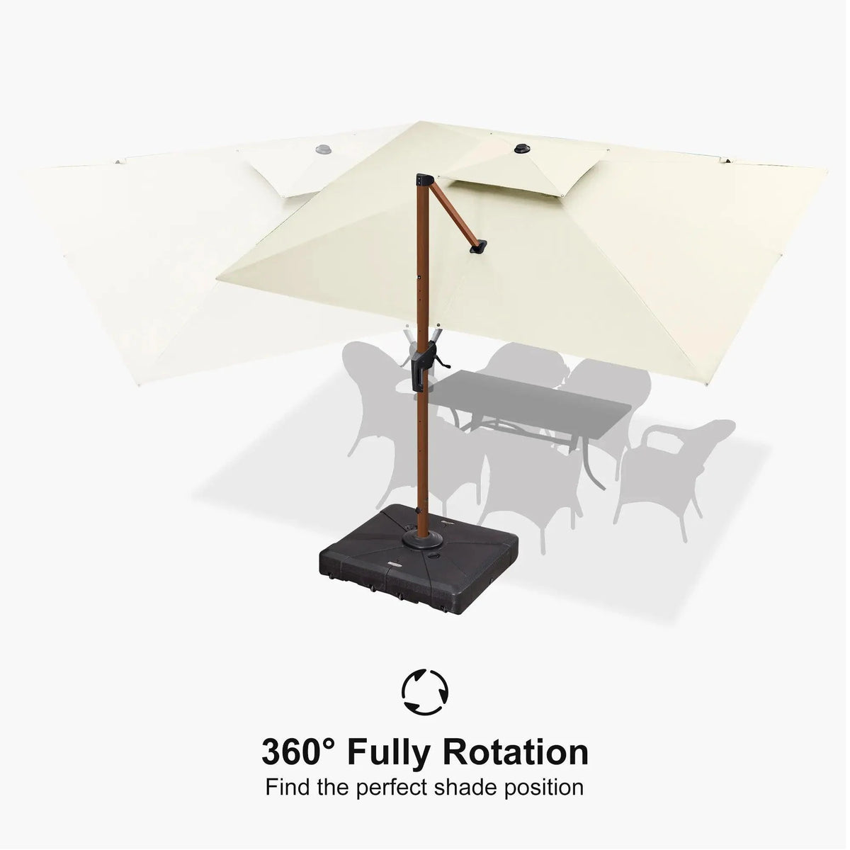 PURPLE LEAF 9 x 12 / 10 x 13 ft Rectangular Patio Umbrella Aluminum Cantilever Umbrella in Wood Color