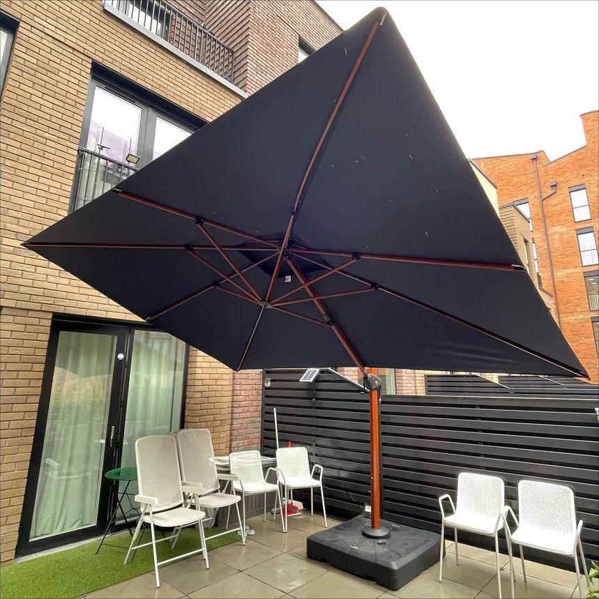 PURPLE LEAF 9 x 12 / 10 x 13 ft Rectangular Patio Umbrella Aluminum Cantilever Umbrella in Wood Color
