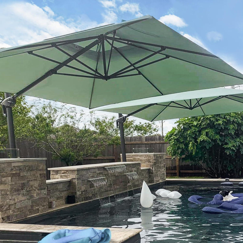 PURPLE LEAF UV50+ Fade Resistant Cantilever Umbrella, Patio Umbrellas with Base