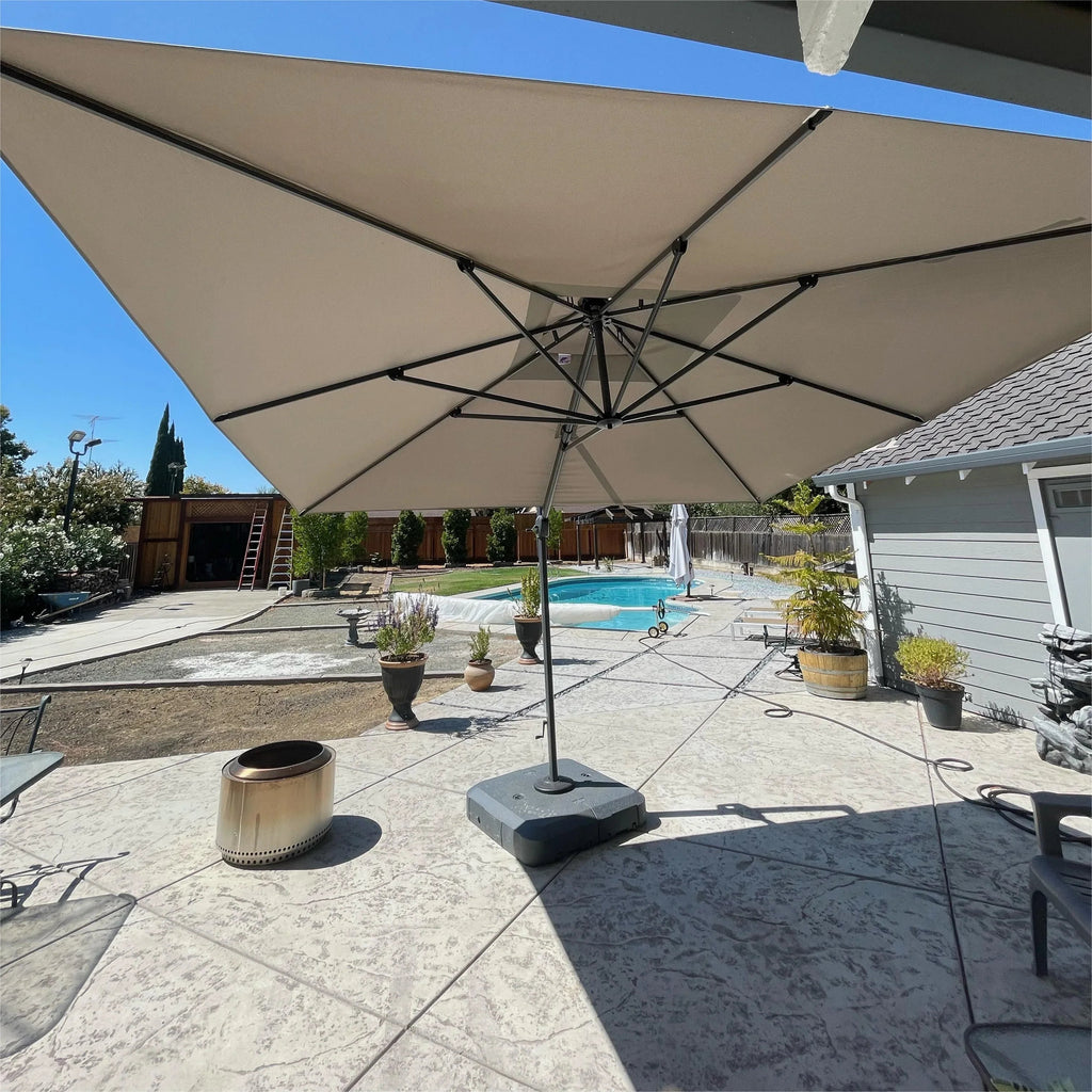 PURPLE LEAF UV50+ Fade Resistant Cantilever Umbrella, Patio Umbrellas with Base