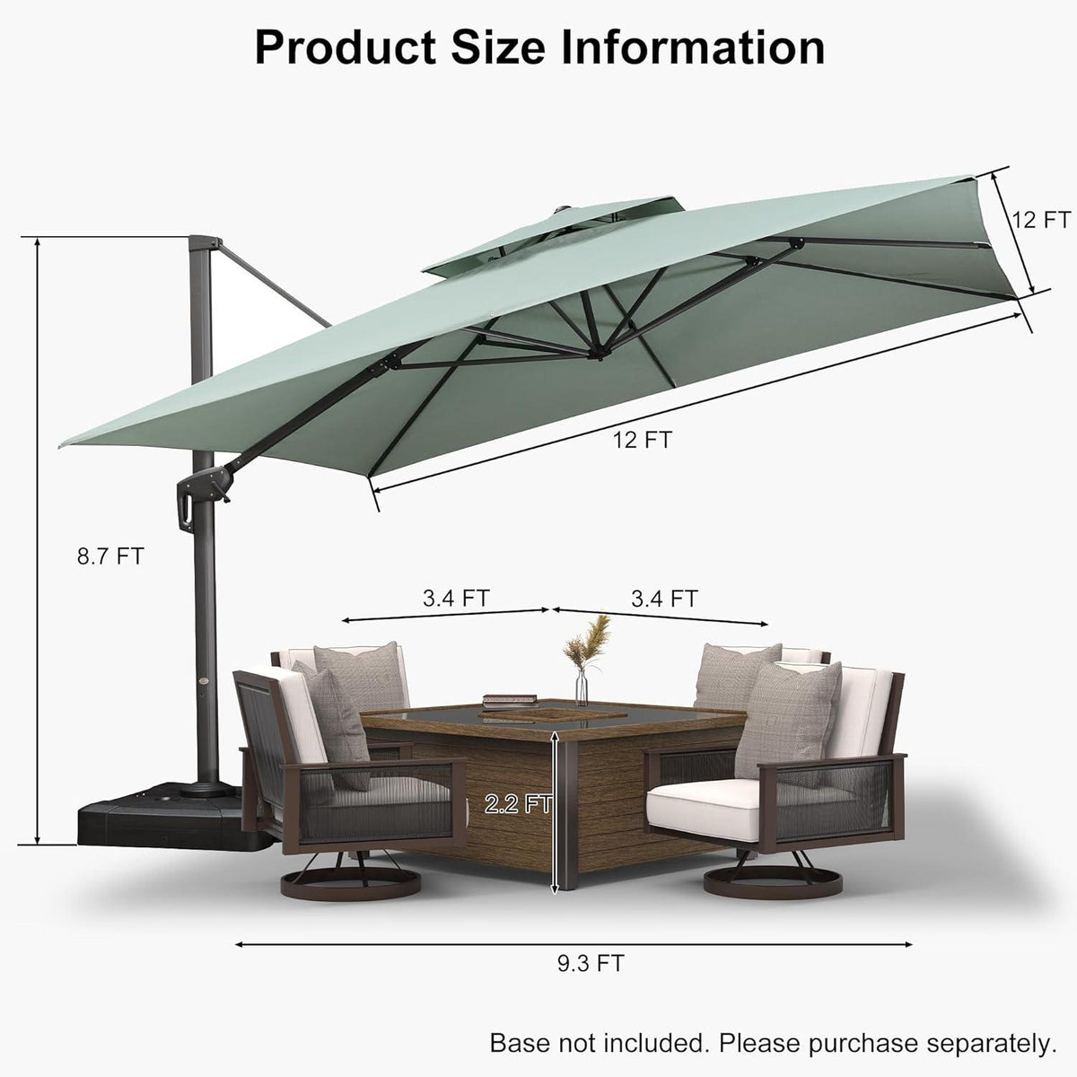 PURPLE LEAF Eco-friendly Fade Resistant Patio Umbrella High Quality Cantilever Umbrella