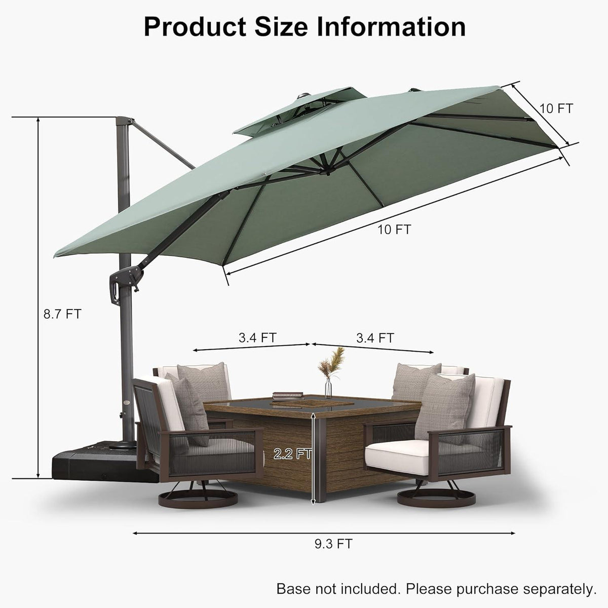 PURPLE LEAF Eco-friendly Fade Resistant Patio Umbrella High Quality Cantilever Umbrella